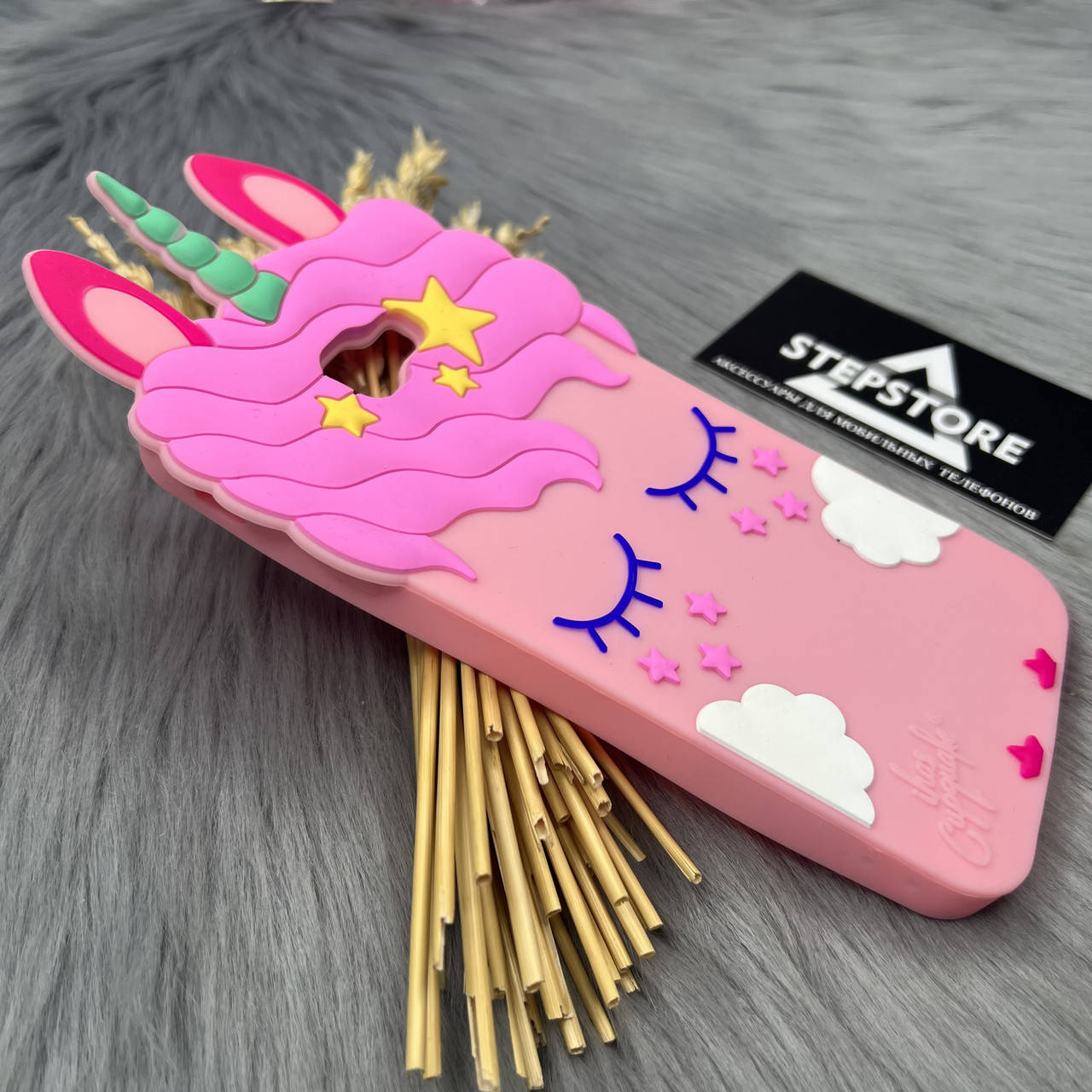 

Чехол 3D Unicorn с единорогом для Samsung J4 plus J415 детский девочки розовый