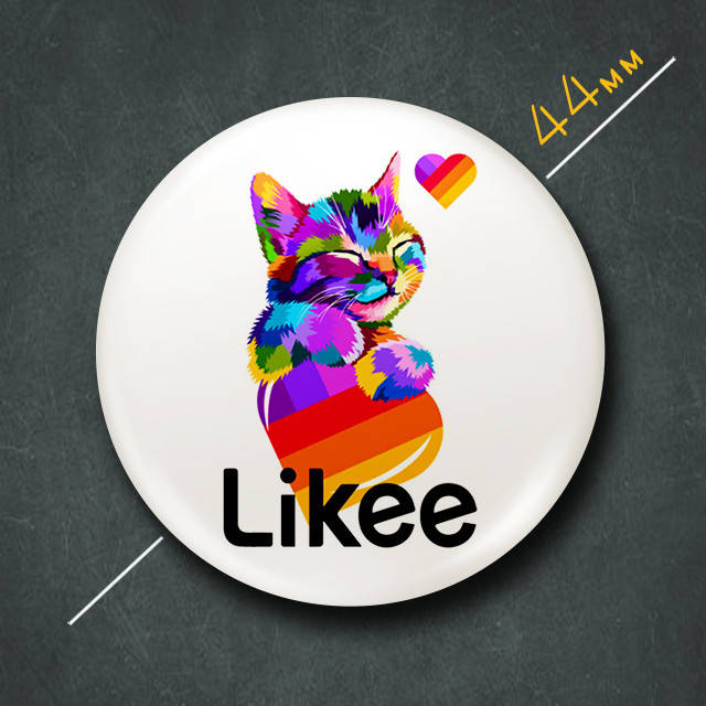 

"Котик Лайки / Likee" значок круглый на булавке Ø44 мм