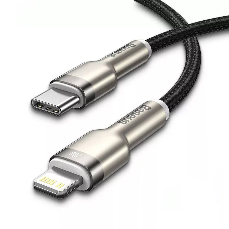 

Кабель для быстрой зарядки Type-C to Lightning PD 20W Baseus Cafule Metal (черный) 1м