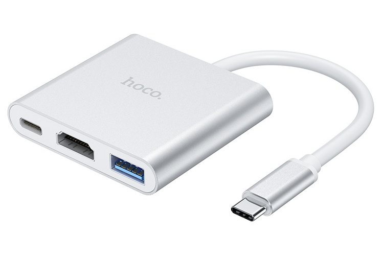 

HUB адаптер USB-hub Type-C Easy Use HB14 | Type-C to USB3.0 / HDMI / Type-C PD | Сірий