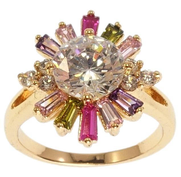 

Кольцо Xuping Позолота 18K "Кристалл с Разноцветным Лучиками" р.17.5,19,20