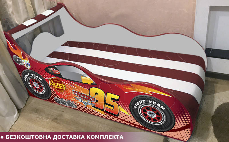 

Кровать машина Тачки New Hipe Drive комплект, детская кровать авто со встроенным матрасом Спорт