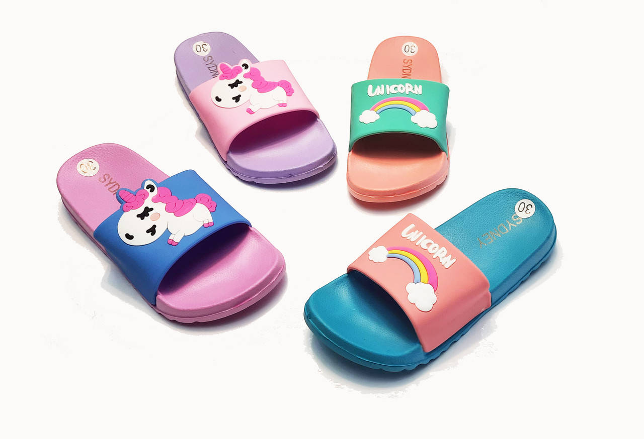 

Детские шлепанцы 32 33 пляжные для девочки единорог шлепки 33, Разные цвета