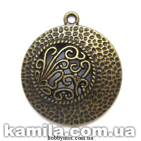 

Кулон металлический "круглый объемный" бронза ( 2,9х3,3 см) 3 шт в уп.