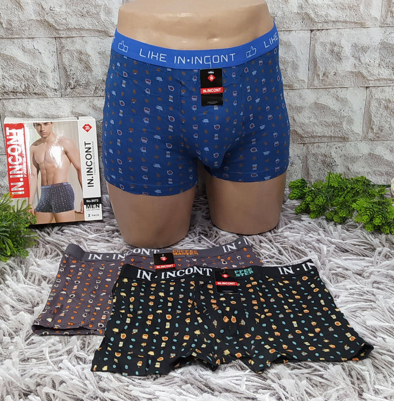 

Трусы мужские 2XL(50-52) размер боксеры хлопок Incont 8072, Разные цвета