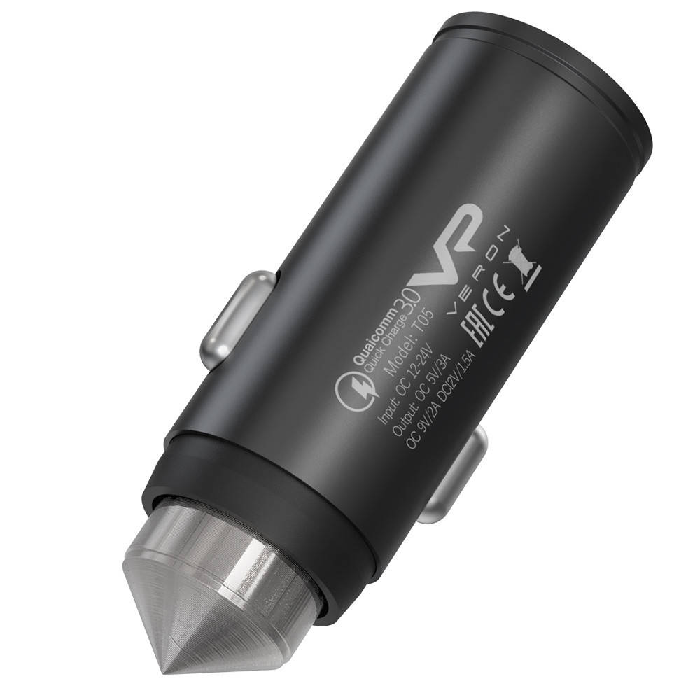 

Автомобильная зарядка в прикуриватель АЗУ VERON T05 QC3.0 CAR CHARGER -3A В БЛИСТЕРЕ