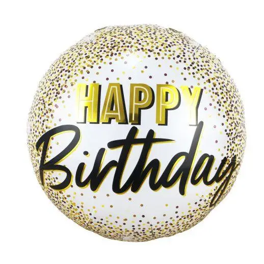 

Фольгированный шарик КНР 18" (45 см) Круг Happy Birthday золотое конфетти, Разные цвета