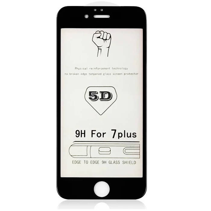 

Защитное стекло для Apple iPhone 7 Plus (0.3 мм, 5D) черное, Черный