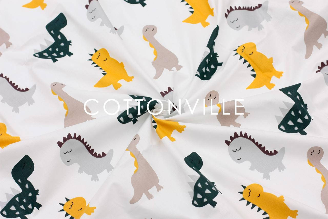

Поплин 240 см Динозаврики на белом, Разные цвета