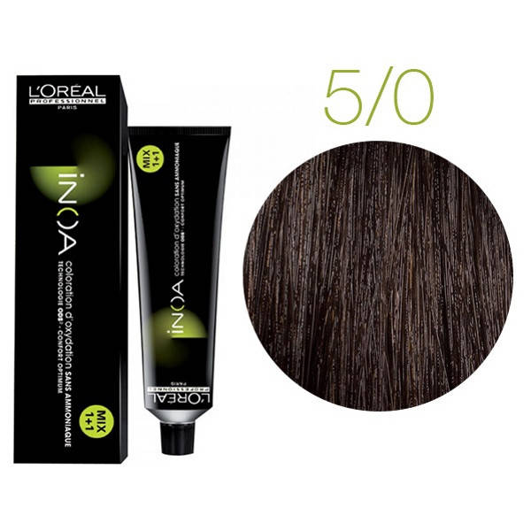 

Крем-краска для волос L'Oreal Professionnel INOA 5/0 Светлый натуральный шатен 60 мл