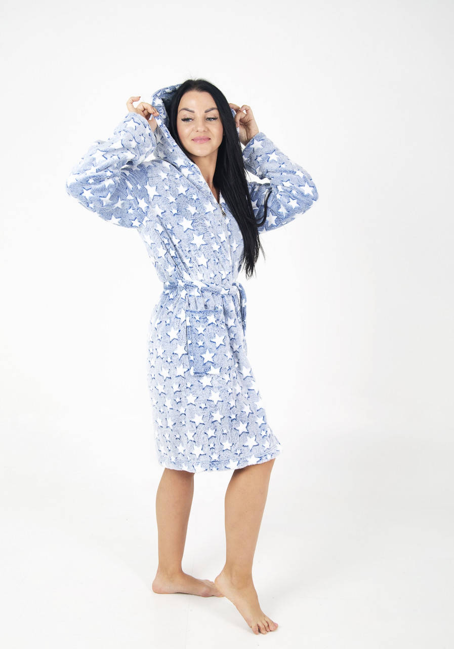 

Халат Махровый Женский большого размера на замке с капюшоном оптом и розницей, Красный