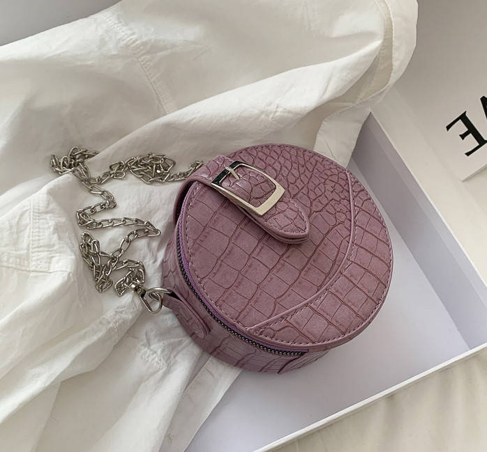 

Маленькая детская сумочка круглой формы. Мини сумка для девочки круглая на цепочке, сумочка-клатч эко кожа Фиолетовый