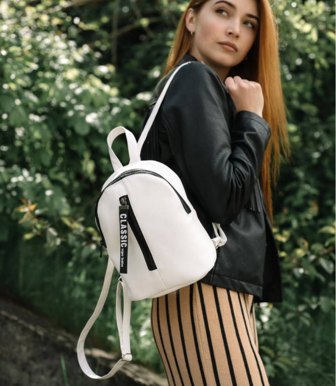 

Женский рюкзак белого цвета Sambag Mane SH с экокожи, Белый
