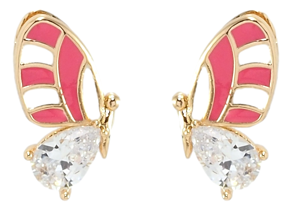 

Серьги Xuping Позолота 18K гвоздики (пусеты) "Бабочки с кристалом и розовой эмалью"