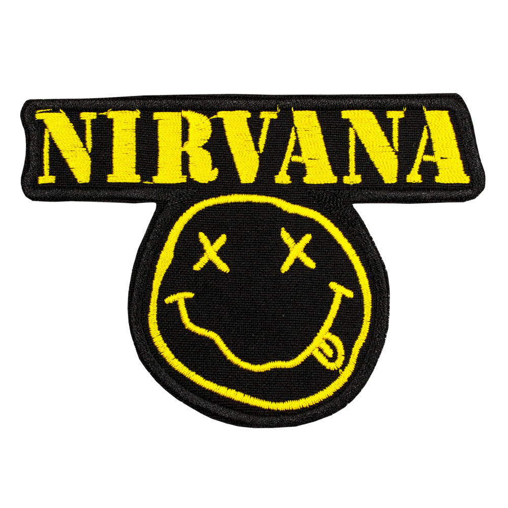 

Нашивка с вышивкой NIRVANA 5 слово смайл