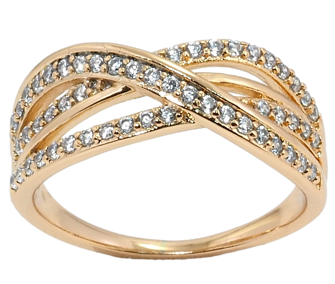 

Кольцо Xuping Позолота 18K "Переплетение дорожек циркония" р.16.5,17.5,18,18.5,19