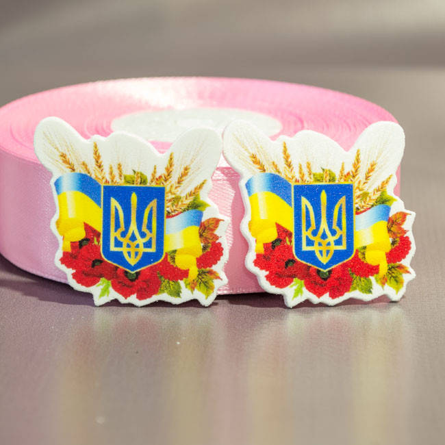 

Заготовка для значка Герб Украины Трезубец и маки Сб-390, Разные цвета