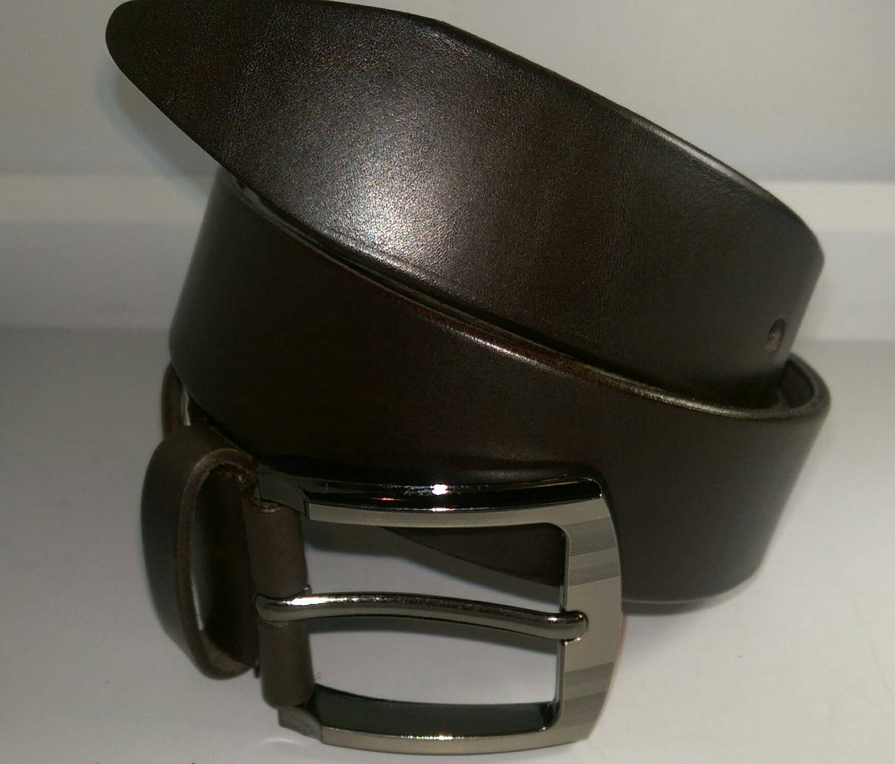 

Ремень кожаный мужской военный качественный длинный 3,5см гладкий темно-коричневый, Тёмно коричневый