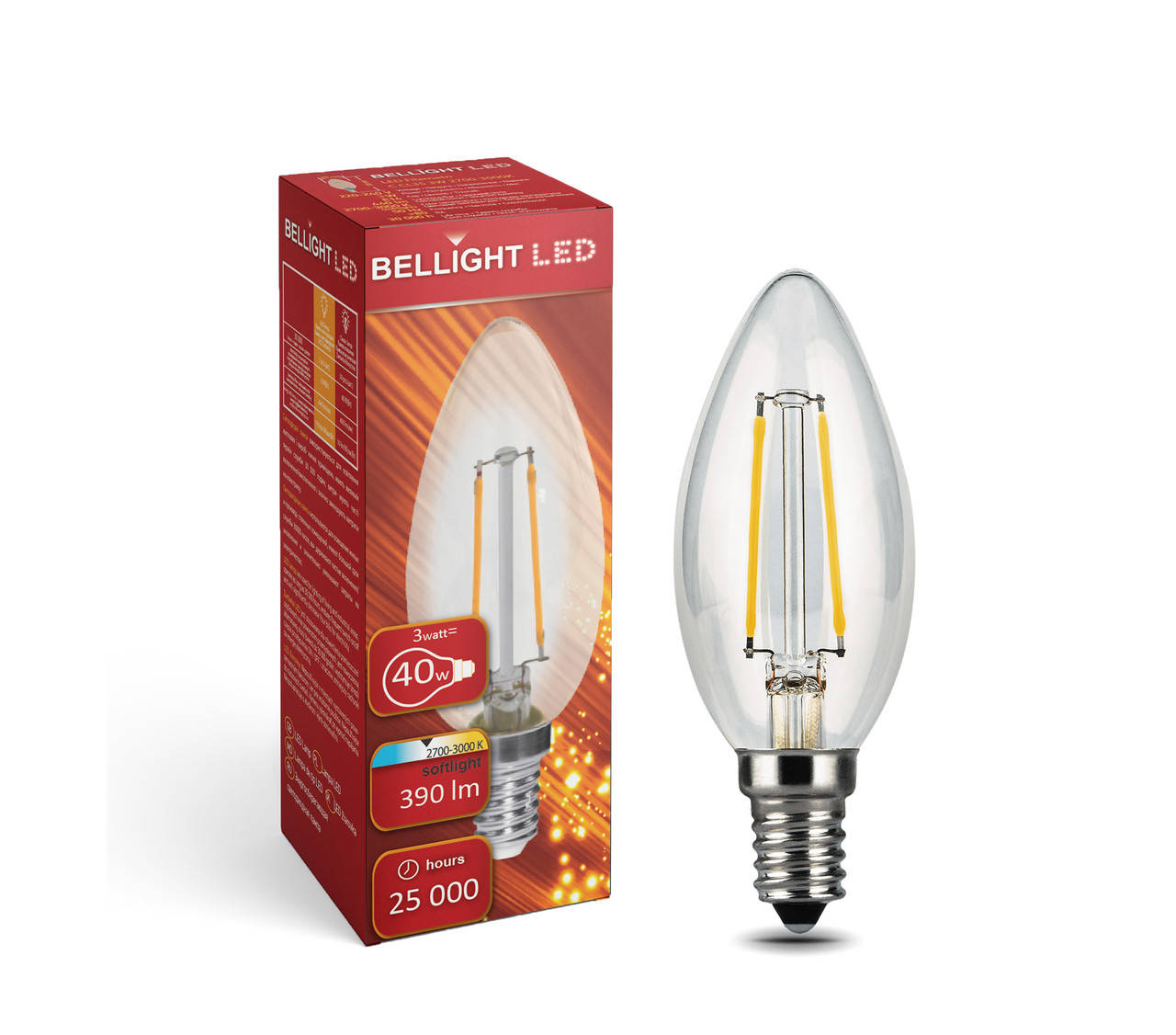 

Лампа свеча led филаментная C37 230V 3W E14 3000K