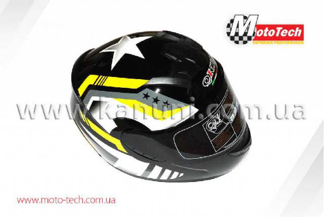 

Шлем QKE 111 закрытый Черно-Желто-Белый (тонированое стекло) (М), Черный