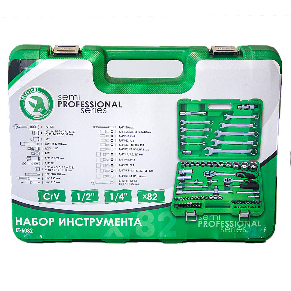 

Набор инструментов 82 предмета Intertool ET-6082SP