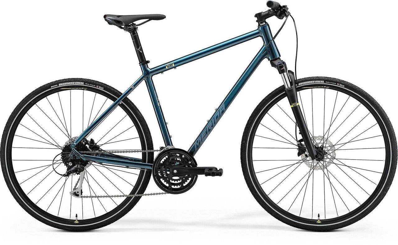 

Велосипед Merida CROSSWAY 100 TEAL-BLUE(SILVER-BLUE/LIME) 2021, Синий