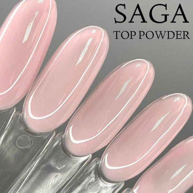 

Пудровий топ для ногтей Saga Top Powder 8мл без липкого слоя, Розовый