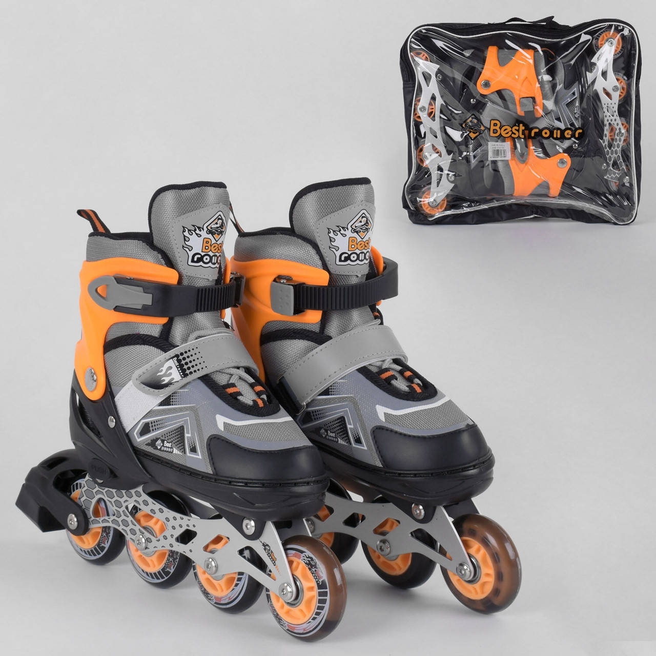 

Ролики детские Best Roller 6202, размер 30-33, колёса PU, в сумке, Оранжевый