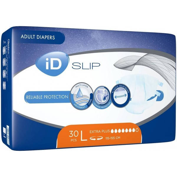 

Подгузники для взрослых iD Expert Slip Extra Plus размер L, 30 шт (115-155 см)