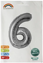 

Фольгированная цифра 32"(80 см) КНР 6 серебро, Серебристый