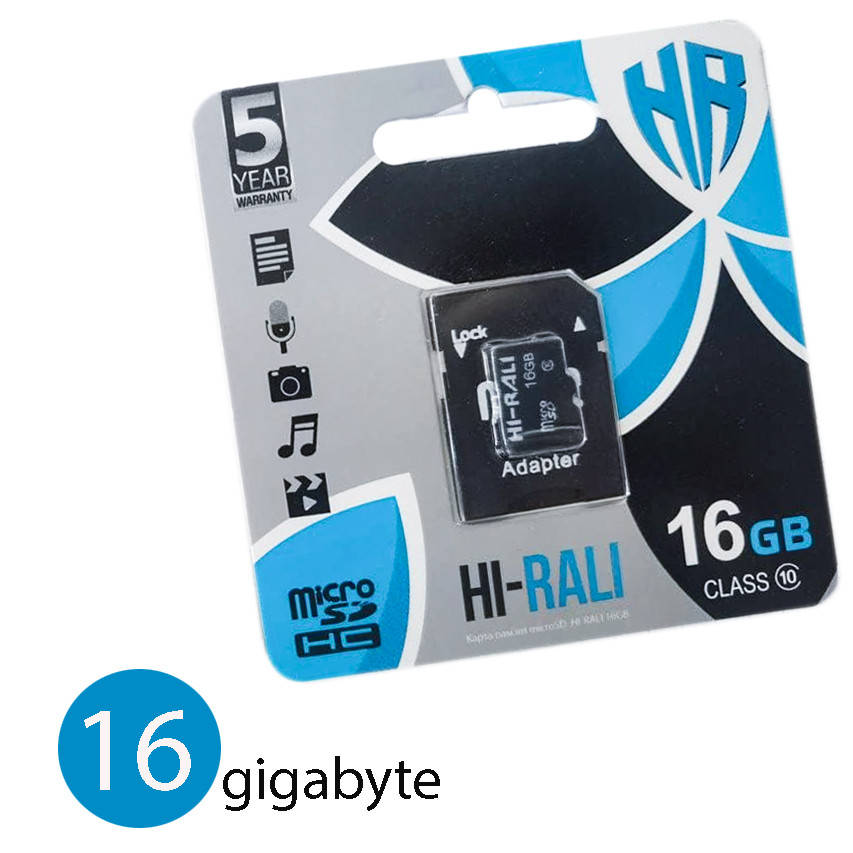 

Карта памяти на телефон Hi-Rali 16 гб, micro SDHC карта памяти для видеорегистратора с адаптером Class 10 (NS)