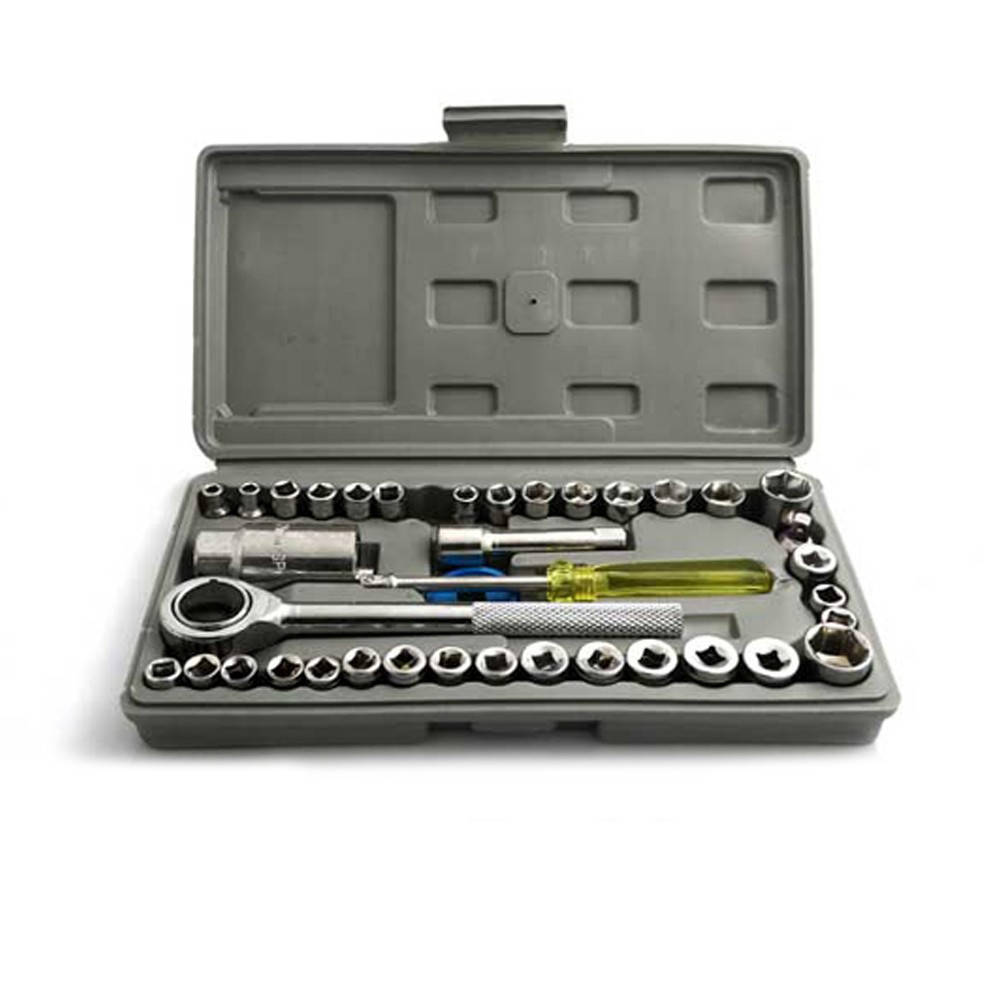 

40в1 Набор торцевых головок с трещоткой и удлинителем в кейсе