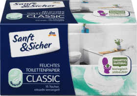 

Влажная туалетная бумага Sanft & Sicher Classic Sensitive, 15 шт., Белый