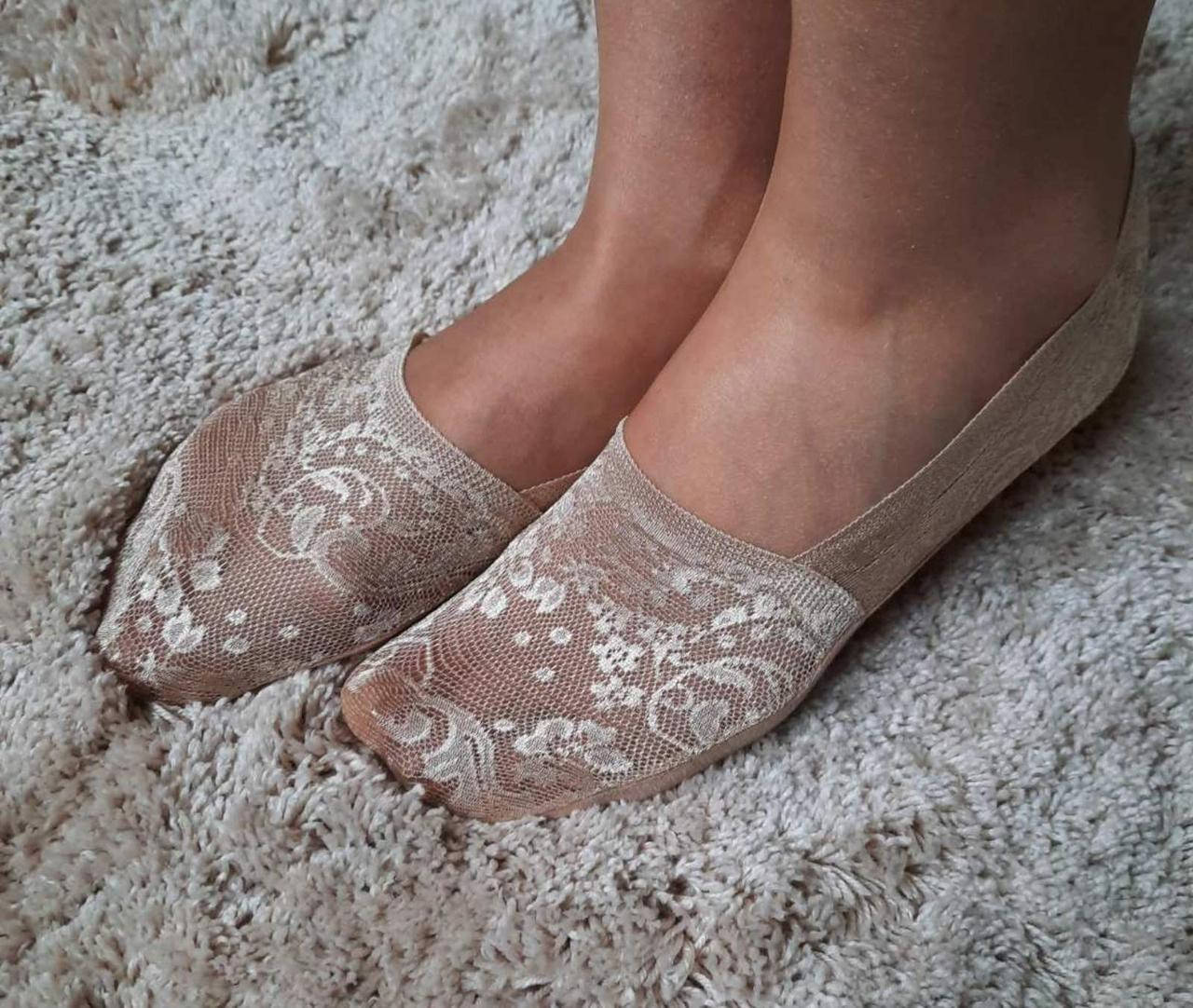 

Женские кружевные подследники с хлопковой подошвой Lace Бежевый