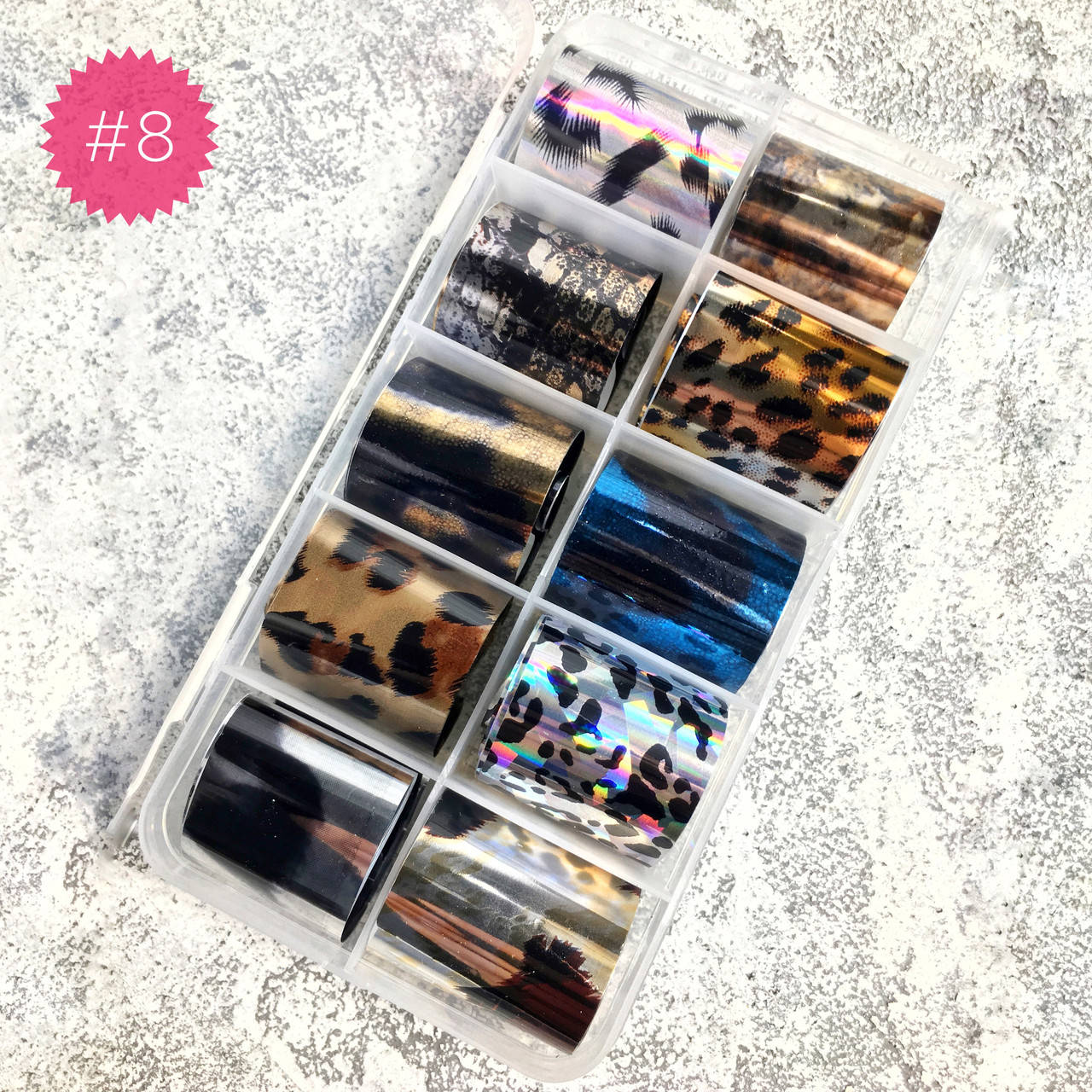 

Переводная фольга для ногтей (набор 10 шт) №08, Разные цвета