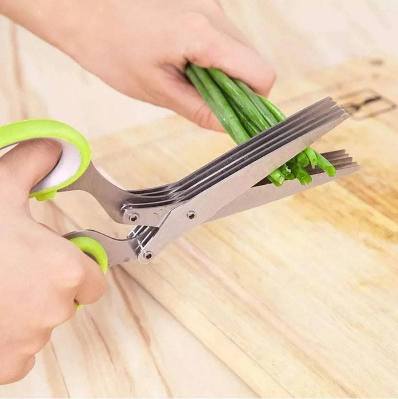 

Кухонные ножницы для зелени Herb Scissors 5 острых лезвий + щетка для чистки, Разные цвета