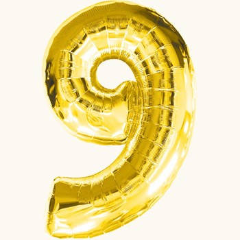 

Шарик фольгированный золотой, цифра "9", Золотистый
