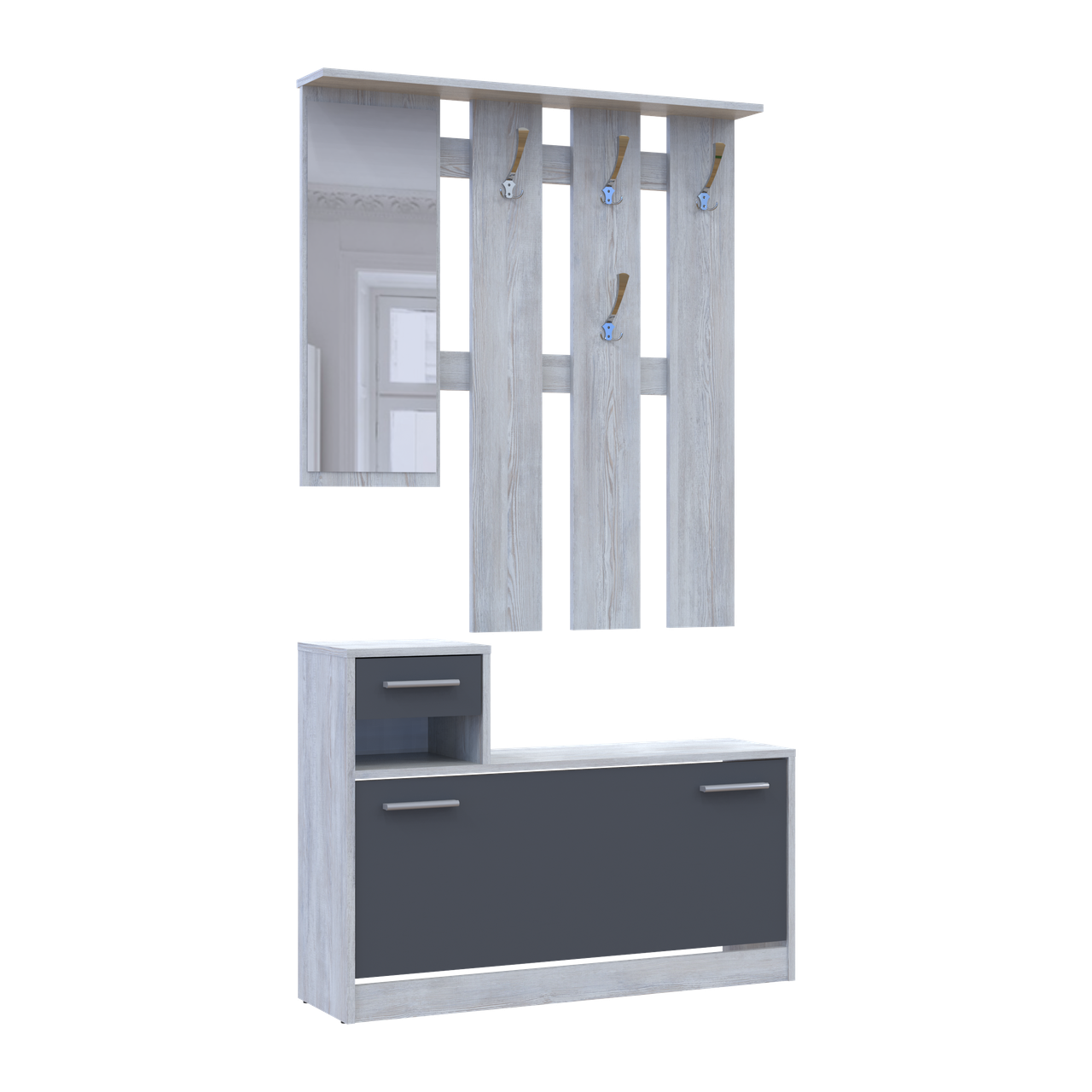 Передпокій Doros Alice Сосна Натті/Графіт 1 дзеркало 100х27х182.9 (44900365) 3