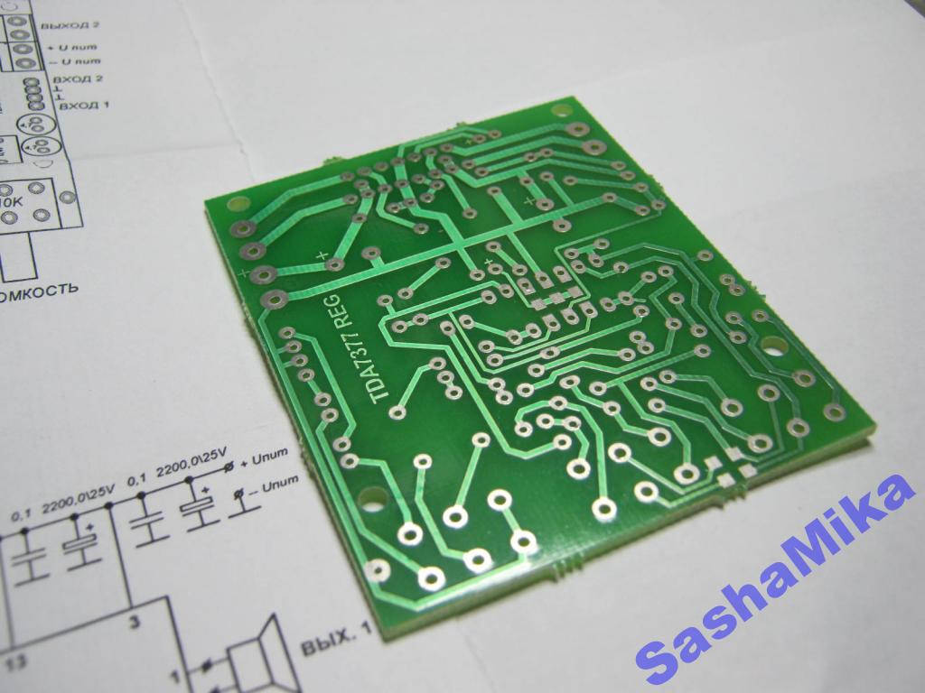 

Плата УНЧ TDA7377(2х30Вт)+12-18В рег.гром.и тембра