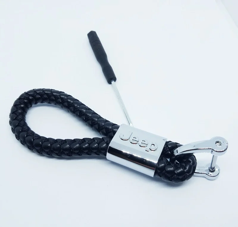 

Брелок Jeep для автомобильных ключей Эко кожа косичка, Черный