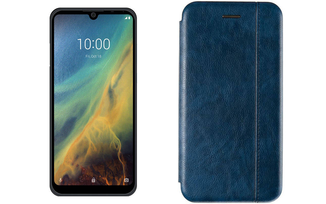 

Книжка для смартфона ZTE Blade A5 2020 с бампером и магнитом, Темно-синий