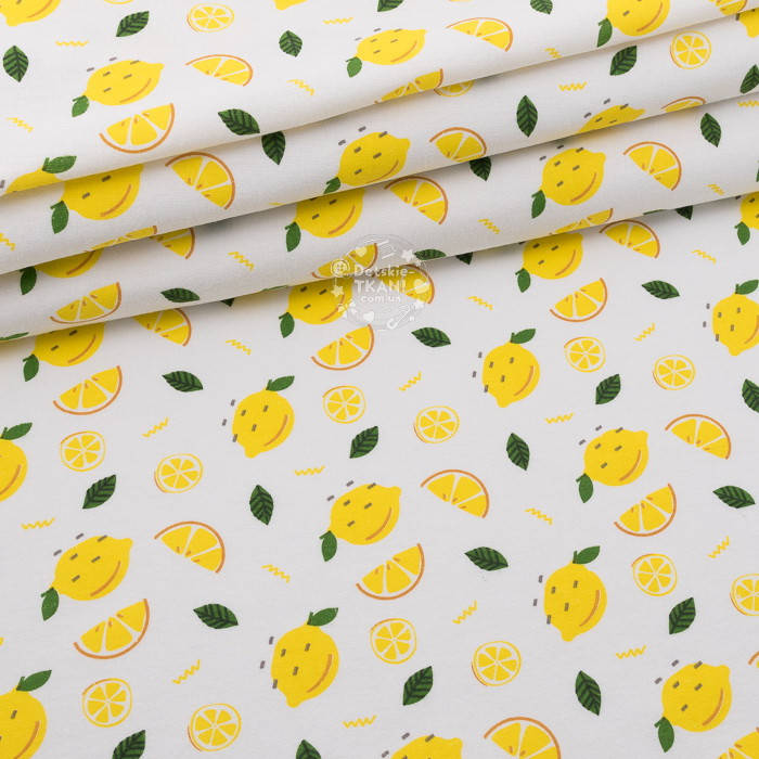 

Фланель детская "Лимоны", фон - белый, ширина 240 см, Желтый