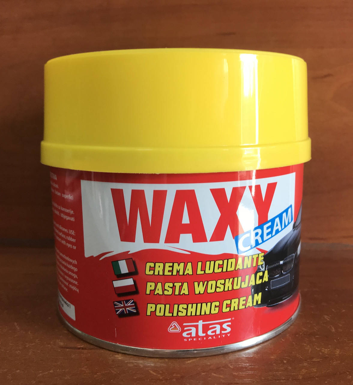 

ATAS WAXY CREAM 250 ml полироль кузова, желтая крышка, с губкой