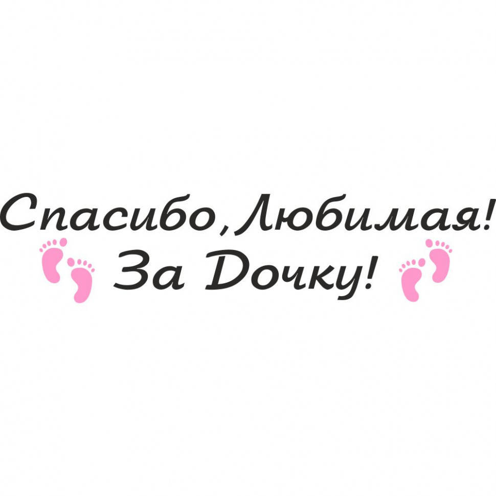 

Виниловая наклейка на выписку из роддома - Спасибо, Любимая! За Дочку!