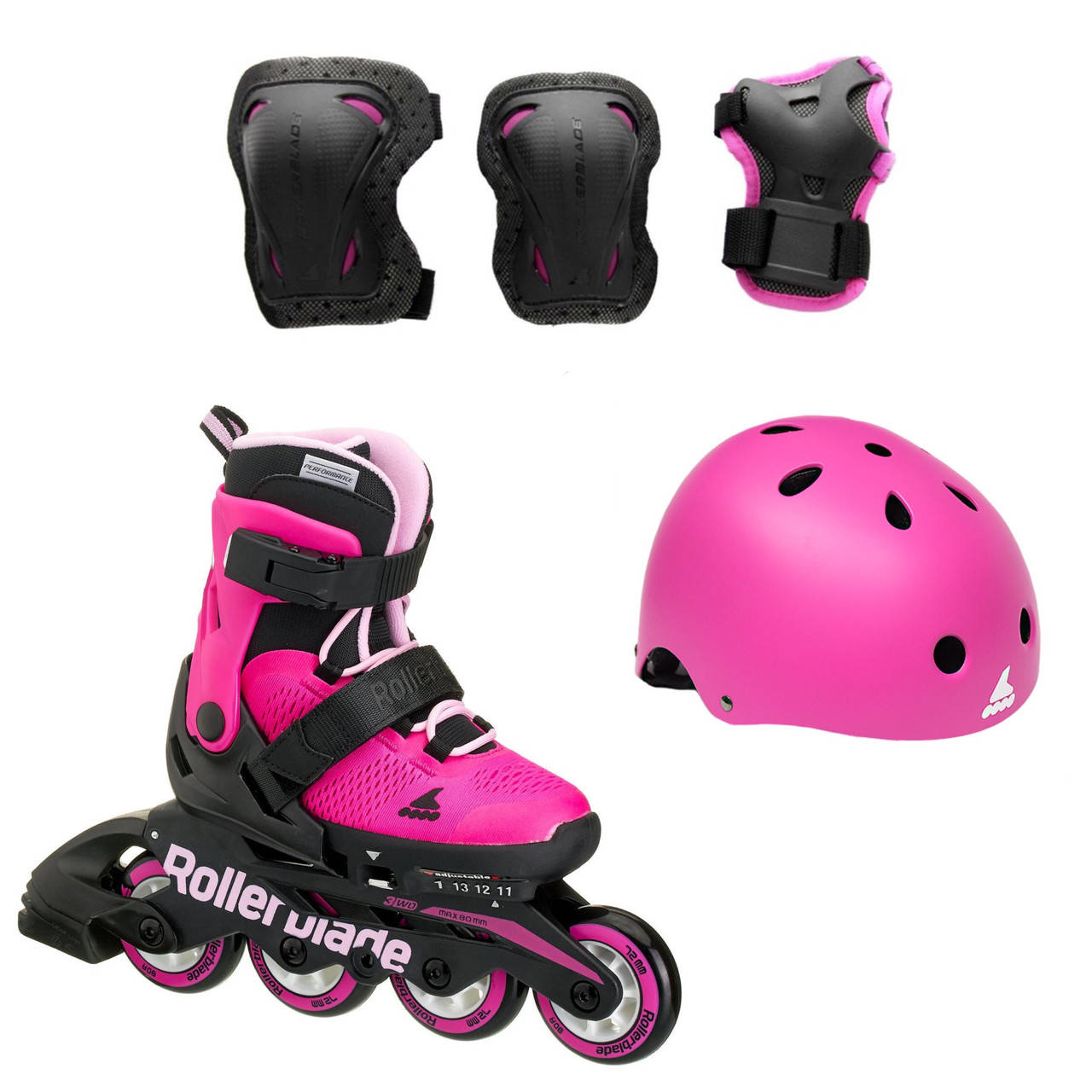

Детские ролики Rollerblade Microblade G 2020 с комплектом защиты 3в1, Розовый