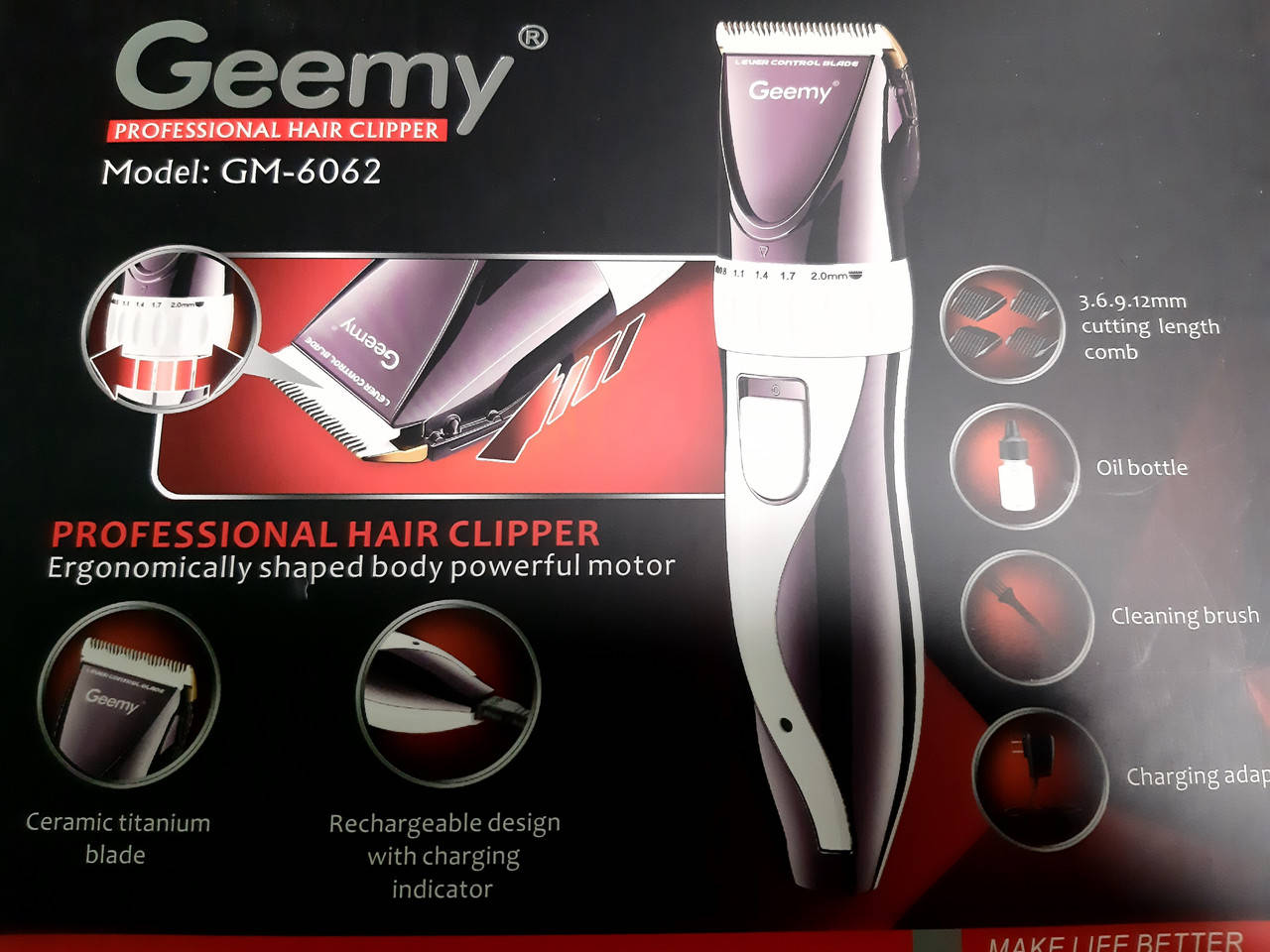 

Акумуляторная мaшинка для стрижки li-ion Geemy GM-6062