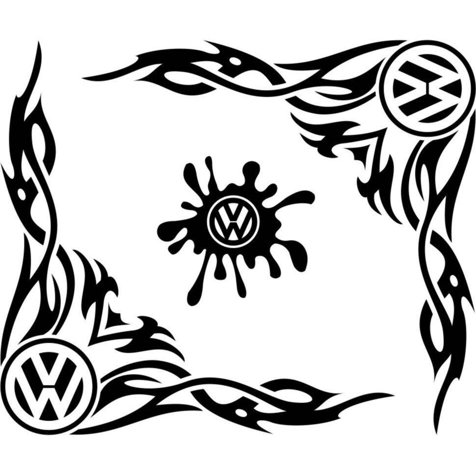 

Набор наклеек на автомобиль - Уголки на боковые стекла Volkswagen Tribal v2
