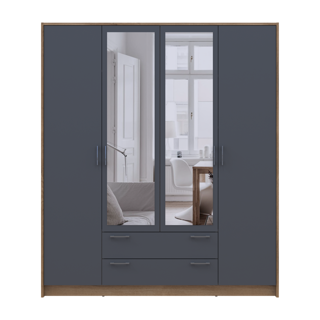 Розпашна Шафа для одягу Doros Ронді з дзеркалом Дуб Артізан/Графіт 4ДСП 160х52х195 (80737826) 5