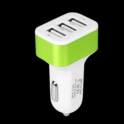 

Автомобильный USB адаптер на 3 кабеля. Зелёный