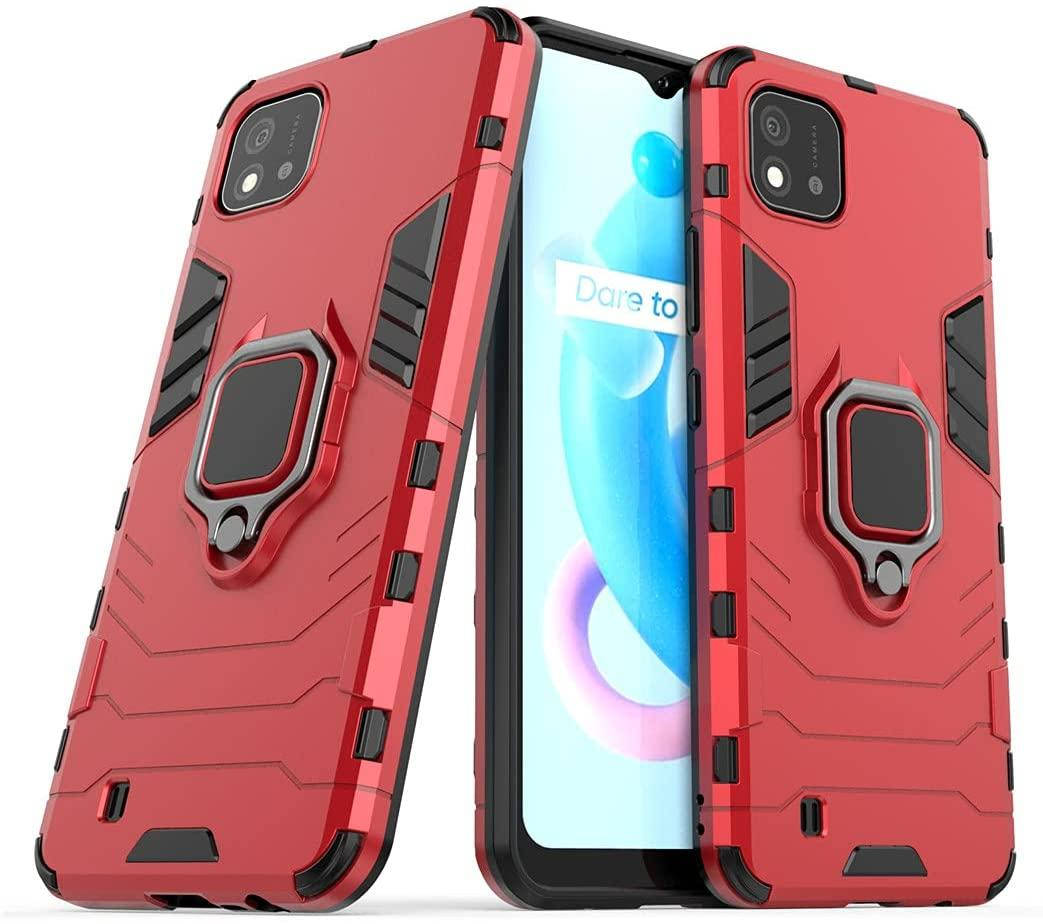 

Чехол Iron Ring для Realme C11 2021 бампер противоударный с подставкой Red
